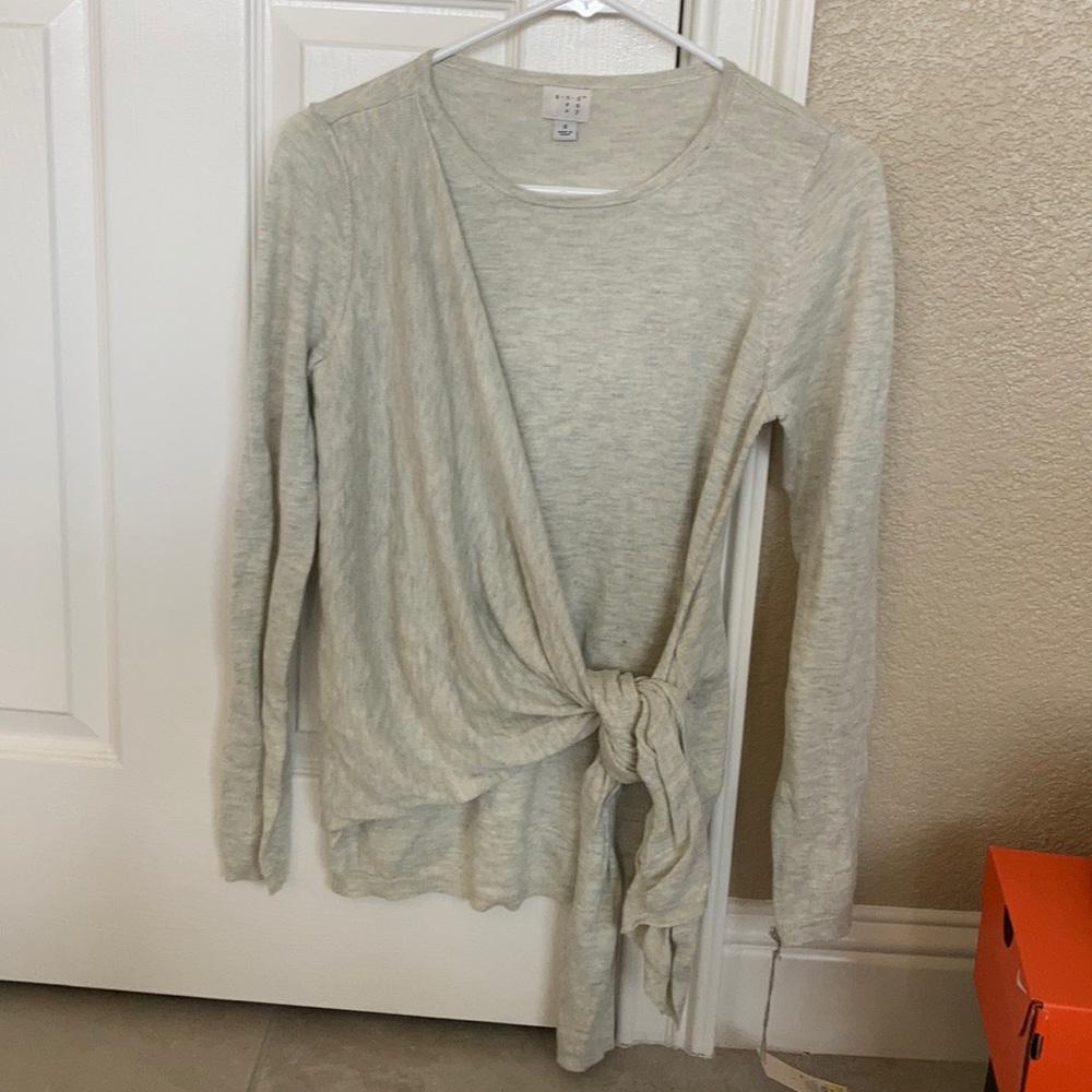 A New Day Marled Cream Tie Sweater